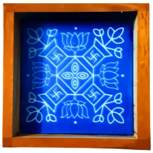 Tulasi Vrindavan wooden rangoli stencil with lotus design – 5x5 inches