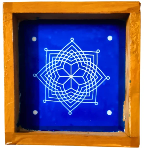 Gayatri Padma wooden rangoli stencil 5x5 inches for puja