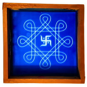 Swastik Kolam Rangoli Stencil Wooden 5x5 Inches