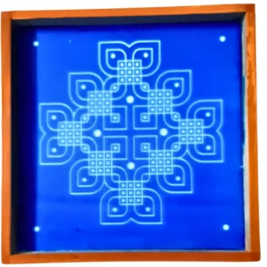 Padi Kolam Design 1 Rangoli Stencil Wooden 10x10 Inches