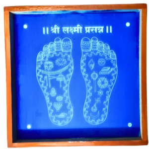 Laxmi Padma with Shubha Chinhas Rangoli Stencil Wooden 10x10 Inches
