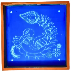 Peacock Rangoli Stencil Wooden 10x10 Inches