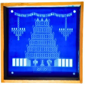 Temple Gopuram kolam wooden rangoli stencil 10x10 inches