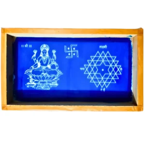 Shree Laxmi with Yantra Rangoli Stencil Wooden 9x5 Inches
