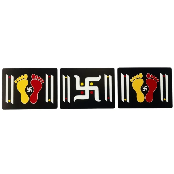 4x3 inch acrylic readymade rangoli featuring Laxmi Padma with Swastik design for pooja and festive decoration