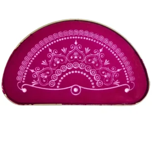 Half-round metal rangoli stencil design 17 for pooja and festive decor