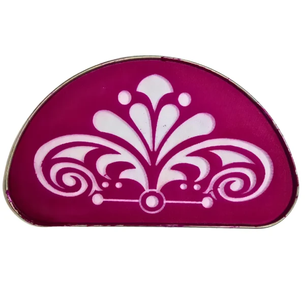 Half-round metal rangoli stencil design