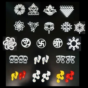 All Shubha Chinhas & Yantras Readymade Rangoli Set (26 Piece)