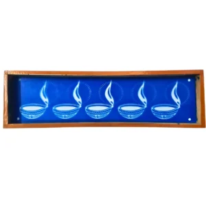 Wooden diya border rangoli stencil 17x5 inches for festive floor art