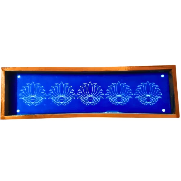 lotus border rangoli stencil wooden 17x5 inches for pooja decor