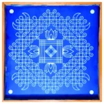 Kolam pattern wooden rangoli stencil 16x16 inches