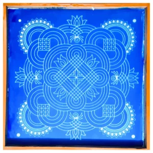 Kolam rangoli stencil wooden 16x16 for festive home decor