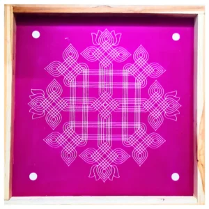 Wooden kolam rangoli stencil for festive floor decoration – 20x20 inches