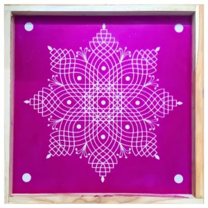 Traditional kolam rangoli stencil made of wood – 20x20 inches festive design