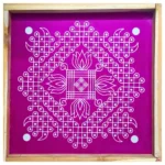 Large wooden rangoli stencil with traditional kolam design – 20x20 inches