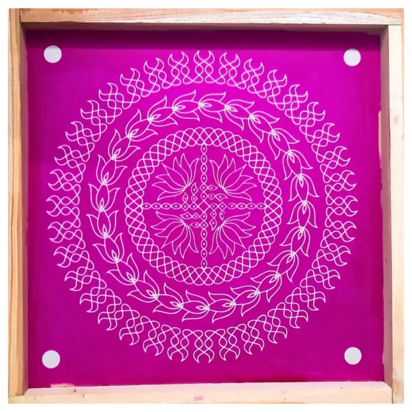 kolam rangoli design stencil wooden 20x20 inch design