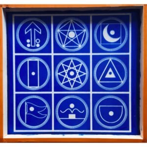 Navagraha Wooden Rangoli Stencil – 16x16 Inch Reusable Mandala Kolam Design for Pooja & Festivals